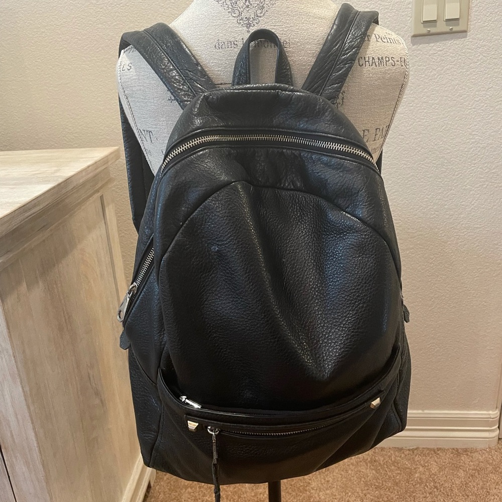 Rebecca Minkoff pebbled leather backpack black